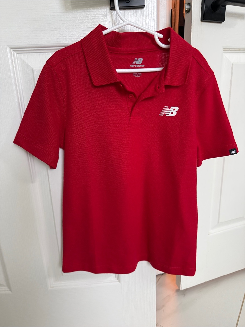 New Balance Red Short-Sleeve Polo with White Logo